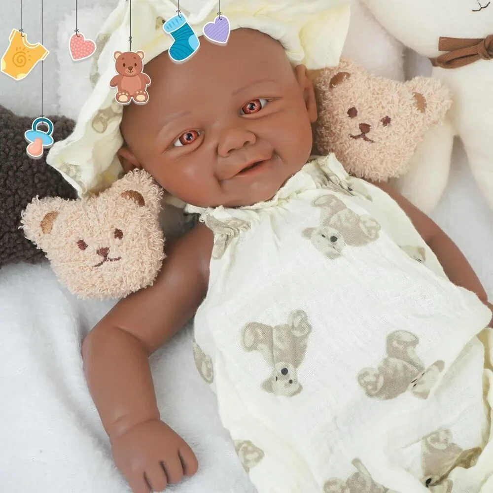 16.9in Full Silicone Not Vinyl Reborn tan Baby Girl Dolls Lifelike Reborn Baby